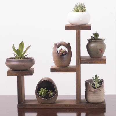 券后价13元！实木盆栽置物花架