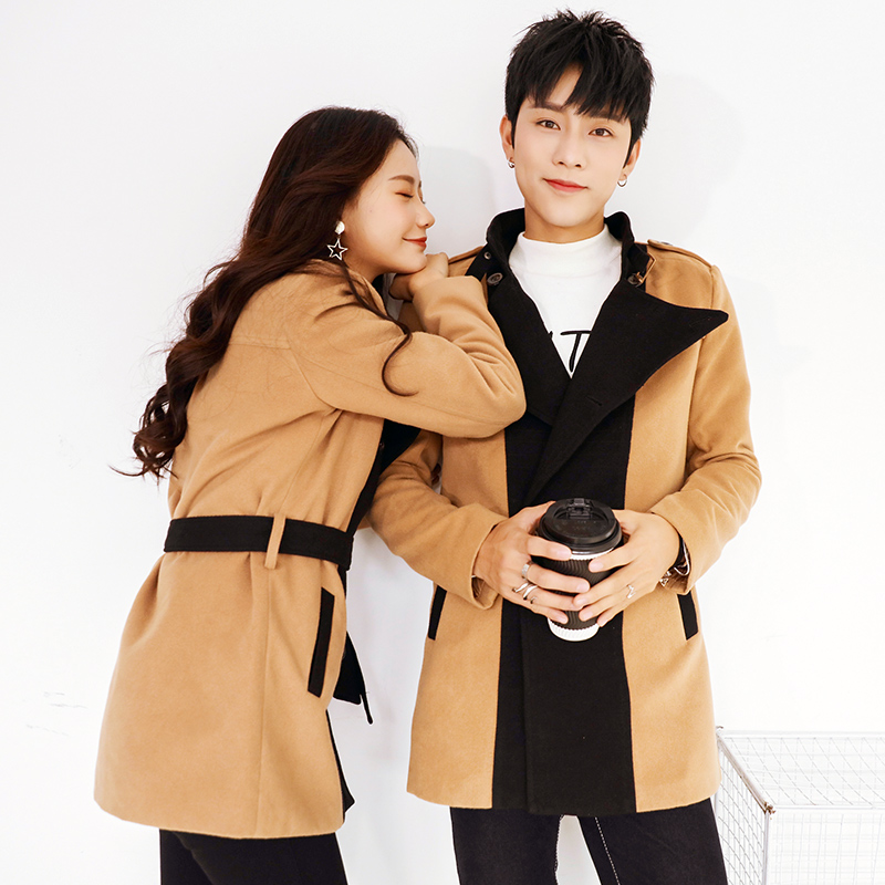 Cặp vợ chồng mặc mùa đông vừa chiếc áo khoác tóc dài áo nhỏ dày 2018 mới phiên bản Hàn Quốc của sinh viên?