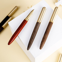 Simple literary retro brass sandalwood pen pen pen pen pen pen 0 5mm black neutral pen student writing pen and pen business office signature pen metal pen pole smooth literary black pen custom