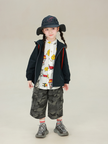Big-Eared Elephant Girl's Solid Color Hooded Windbreaker Jacket 2026 Autumn New Model Lightweight Quick-Dry Windproof Top