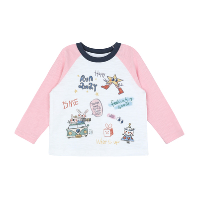 Big-Eared Elephant Girl's All-Over Print Raglan T-Shirt 2026 Autumn New Style Pure Cotton Round Neck Casual Long-Sleeve Top Trendy — 2