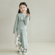 utouto Big Ear Elephant Girls Letter Embroidered Short Top/Small Label Casual Pants 2024 Spring New Style Personalized Suit