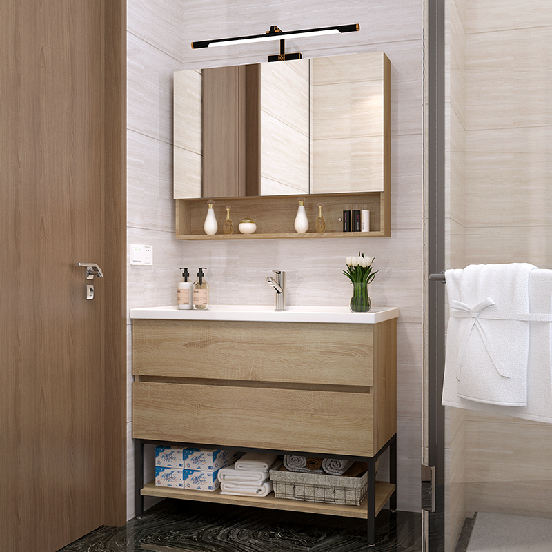 Nordic intelligent bathroom cabinet combination Powder room Wash basin cabinet Sink sink sink Modern simple floor-to-ceiling