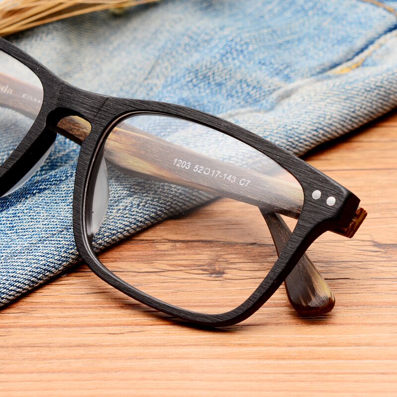 Retro Plate Big Face Glasses Frame Men's Trendy Women's Myopia Full Frame Wooden Imitation Wood Grain Large Black Frame Anti-Blue Light Glasses Frame