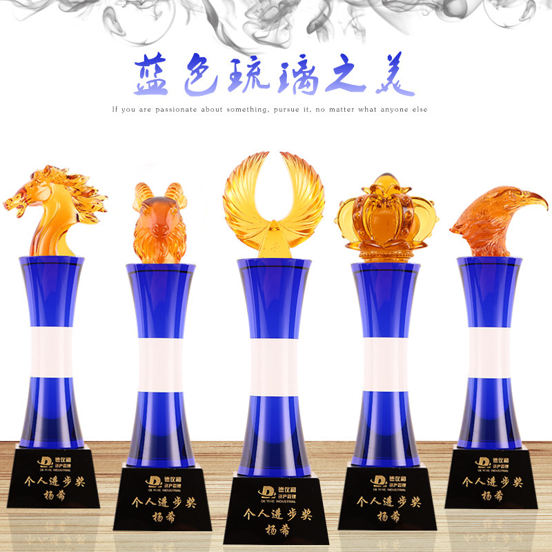 l glazed trophy crystal custom spot set as twist pillar pentagram Twist customized medal lettering free of charge