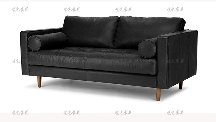 Sau khi Bắc Âu tối giản sofa da hiện đại nhỏ sofa căn hộ kép văn phòng ba phòng mẫu nhỏ gọn được thiết kế riêng - Ghế sô pha