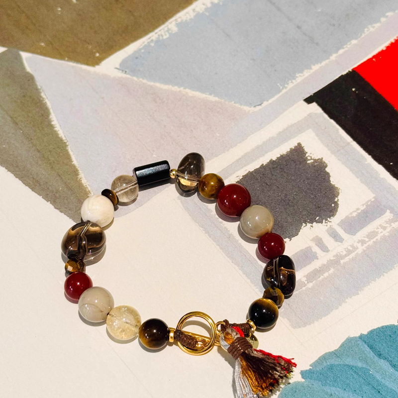 Liu Lingzi's Same Style Perry Porto Nebula Crystal Tiger's Eye Dopamine Beaded Bracelet Vacation Style Liu Lingzi's Same Style Perry Porto Nebula Crystal Tiger's Eye Dopamine Beaded Bracelet Vacation Style