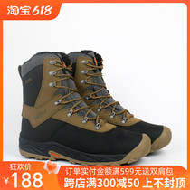 Size 45 waterproof genuine leather high-top mountaineering hiking shoes plus velvet Thinsulate cotton shoes non-slip warm outdoor snow boots for men