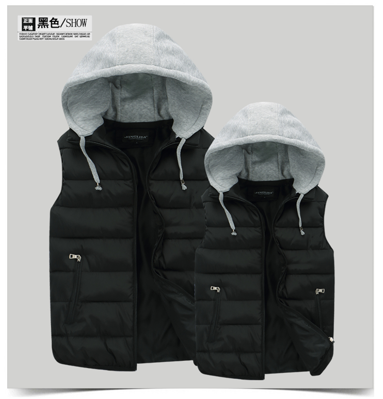 Mùa đông tùy chỉnh trùm đầu xuống áo bông in ấn Ấn Độ LOGO dày nam và nữ áo vest cotton làm việc quần áo in và in vest khoác nam