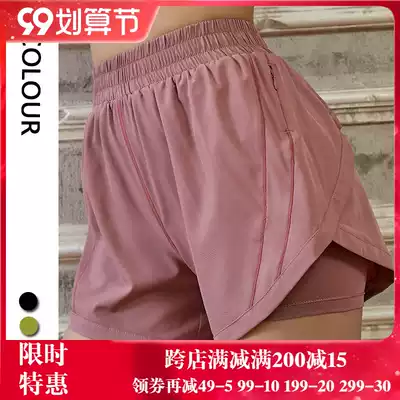 Beauty photo I go to sports shorts women running shorts summer fitness shorts fake two pieces of yoga sports shorts women