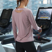 Beautiful women follow me to exercise beautiful back sports long-sleeved autumn and winter loose sports tops Net red fitness clothes show thin T-shirts