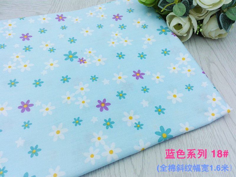 Màu xanh cotton twill vải mục vụ nhỏ hoa tinh khiết bông vải nhỏ tươi handmade TỰ LÀM rèm sofa váy