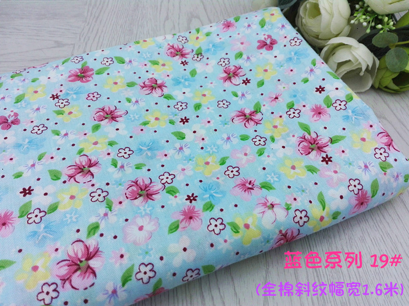 Màu xanh cotton twill vải mục vụ nhỏ hoa tinh khiết bông vải nhỏ tươi handmade TỰ LÀM rèm sofa váy