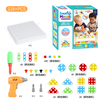 Ninia fun puzzle screw toolbox with electric drill boy and girl a variety of shapes to match