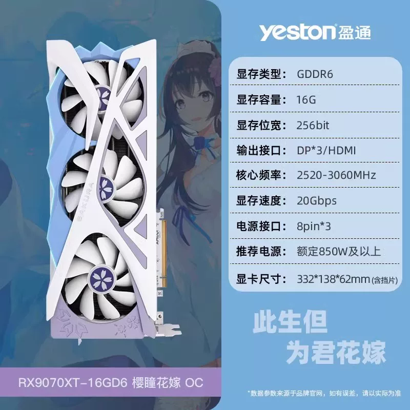 Карты графики Yeston Huajiao 5060TI/9070XT/9060XT/5060XT/5070/4060ti графическая карта