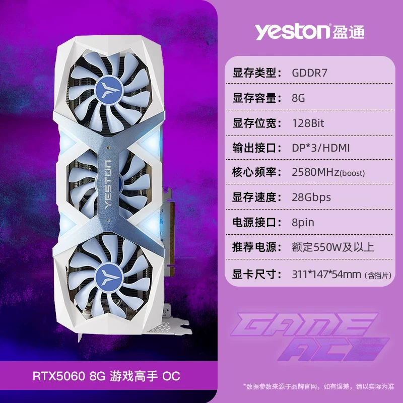 Карты графики Yeston Huajiao 5060TI/9070XT/9060XT/5060XT/5070/4060ti графическая карта