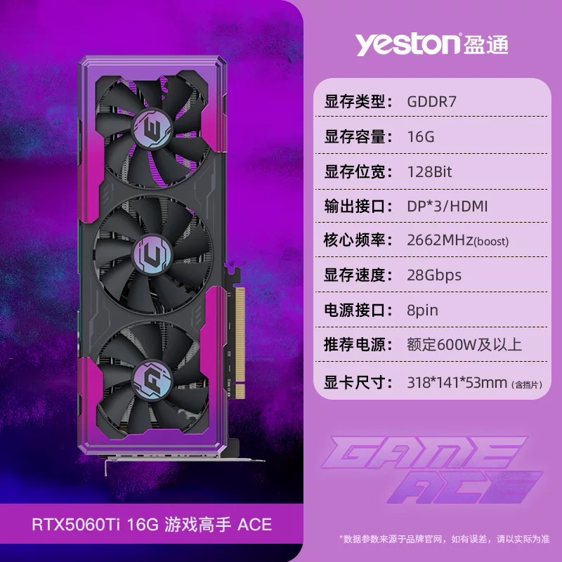 Карты графики Yeston Huajiao 5060TI/9070XT/9060XT/5060XT/5070/4060ti графическая карта