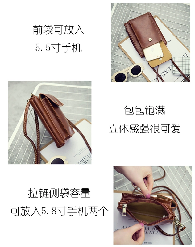 Hàn quốc Cao Đẳng Túi Điện Thoại Di Động Lady Nhỏ Túi Vuông Retro Túi Nhỏ Túi Messenger Thống Coin Purse Điện Thoại Di Động Bag Wallet