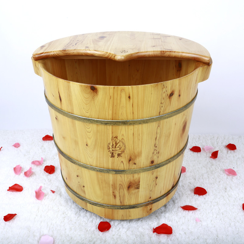 Jiaxi Wood Barrel Deep Type Bath Foot Bucket Can Soak Three Yin Pai Wood Foot Bath Bucket Special for Soaking Foot Medicine