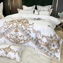 JerYOUN Euro-style satin luxury high-grade cotton four piece set 100 full cotton skin ice silk bedding supplies 1 8