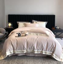 JERYOUN Light luxury high end cotton four piece satin embroidery hot drill is made for pure cotton beds