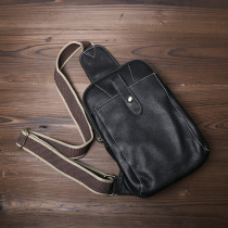Casual leather chest bag mens first layer cowhide large capacity simple handmade small backpack summer outdoor sports messenger bag