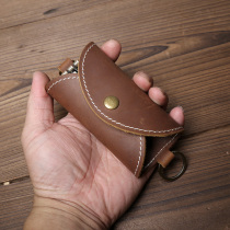 First layer cowhide simple large-capacity key bag crazy horse leather female card bag multi-functional mens waist padlock key chain card