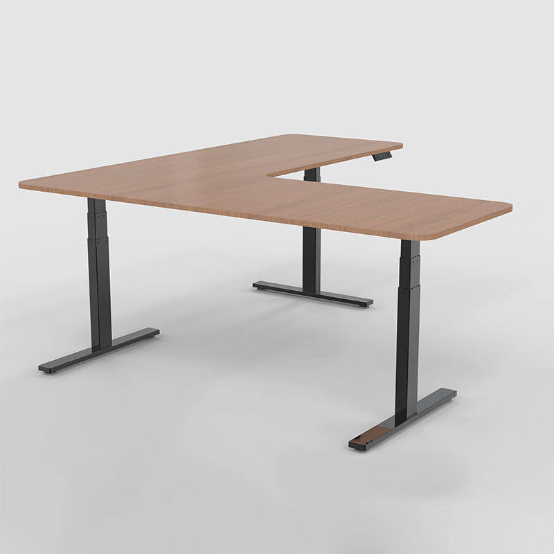 Corner electric lifting table L-shaped standing computer desk automatically adjustable three-motor workbench bracket