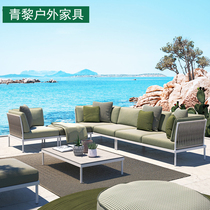 Outdoor casual rattan woven sofa coffee table combination creative hand design villa garden courtyard balcony open air furniture