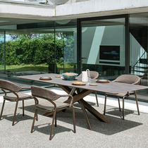 Outdoor dining table and chairs three pieces combination leisure balcony Nordic creative courtyard simple rattan chairs outdoor outdoor furniture