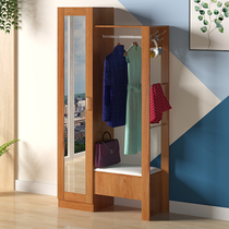 Door shoe cabinet with hanger One-piece multi-functional household coat cabinet Full-length mirror combination Living room entrance foyer cabinet