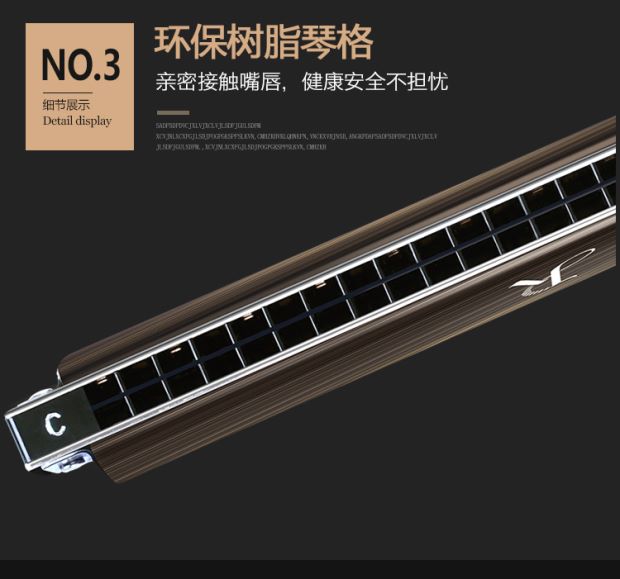 Harmonica Jia De Rui người lớn mới bắt đầu chuyên nghiệp trẻ em tự học giới thiệu đa âm C giai điệu nâng cao chơi nhạc cụ 24 lỗ - Nhạc cụ phương Tây đàn morris