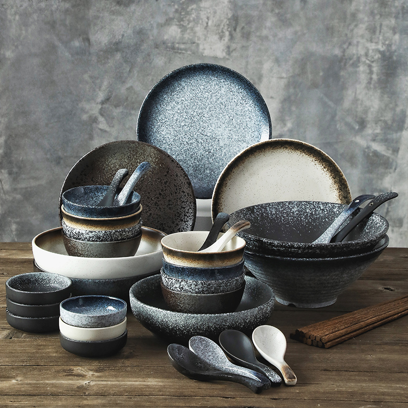 Dishes set home light luxury modern housewarming simple internet celebrity tableware Japanese style ceramic bowls and chopsticks combination bowls and plates creative
