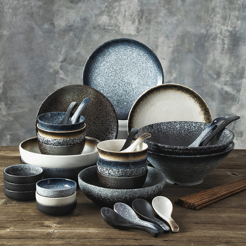 Dish Set for Home Use, Light Luxury, Modern, Simple, Trendy Tableware, Japanese-Style Ceramic Bowl and Chopsticks Set, Creative Bowls and Plates