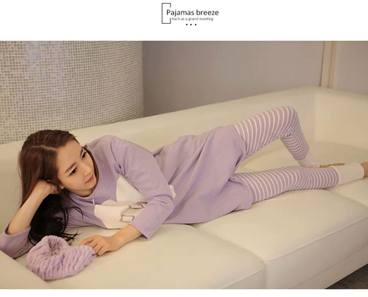 Bộ Đồ Ngủ Nữ Mùa Xuân Thu Đông Dài Tay Mùa Xuân Homewear Phong Cách Hàn Quốc Hợp Thời Trang Ngọt Ngào Sinh Viên Bộ Đồ Hai Mảnh Mỏng Dài Trung Bình