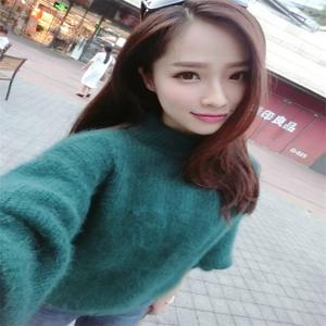 2020 phiên bản Hàn Quốc mới của mùa thu và mùa đông tay áo đèn lồng lười gió dệt kim tay áo ngắn ngắn giả áo len lông chồn phụ nữ - Áo len cổ chữ V