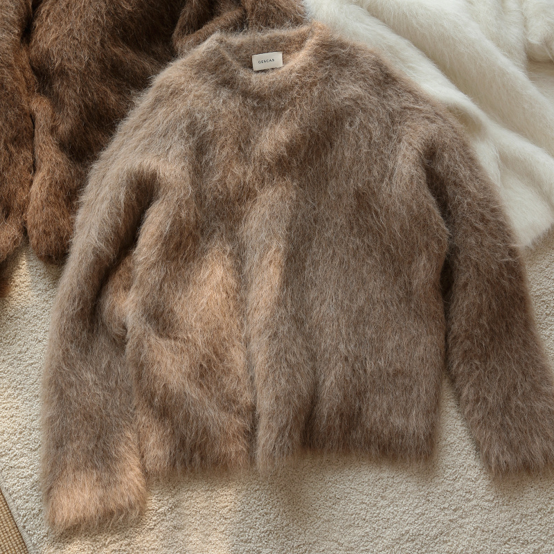Gescas Autumn and Winter Melard Color Series Lazy Sweater Alpaca Wool Sweater Alpaca Fleece Sweater Pullover Knitwear for Women