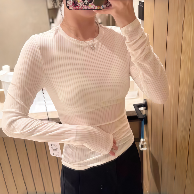 In-Stock Direct Shipping Alo High-Elasticity Base Layer Shirt Yoga Fitness Sports Comfortable Ribbed Texture Long-Sleeve Top T-Shirt