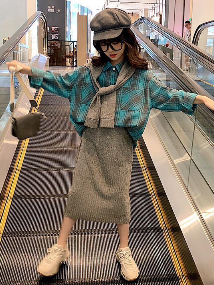 British Next Kiss girls autumn suit skirt children's foreign style net red 2022 new Korean fashion suit