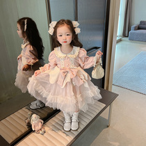 UK Next kiss girl dress with dress 2024 new fall child clothing autumn loretta princess dress children