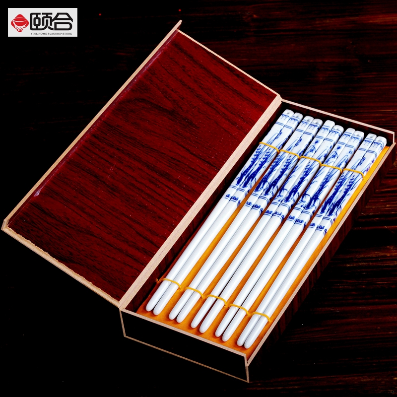 Chopsticks 10 double loading ceramic ipads China high - end mouldproof household family of high - temperature not moldy someone special gift box