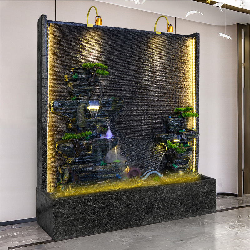 Water curtain wall Water wall Company entrance partition screen Hotel restaurant decoration Rockery Fountain Floor-to-ceiling landscape ornaments