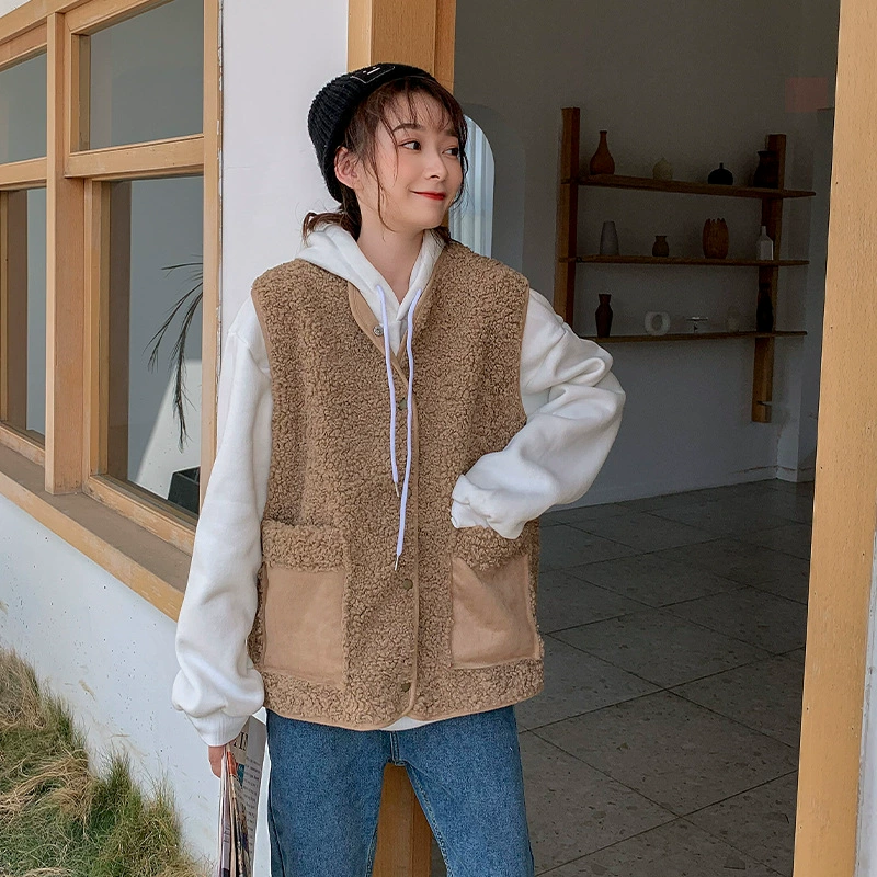 Lambswool Áo len dày Dongdaemun Hàn Quốc 2019 mùa thu và mùa đông áo khoác nữ mới vest cashmere mỏng hoang dã - Áo vest