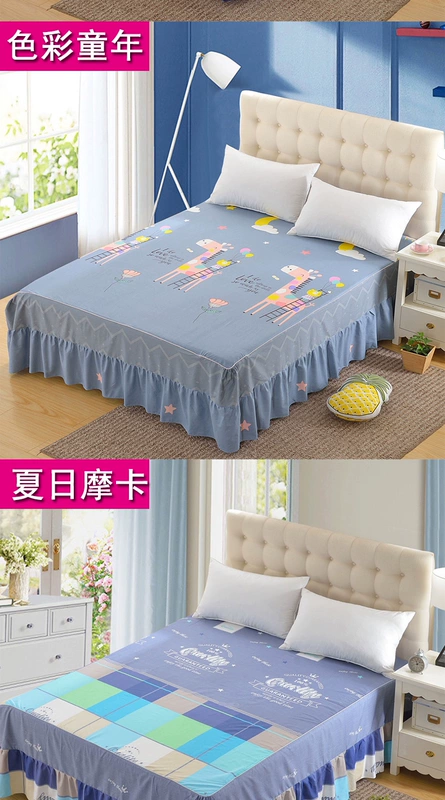 Bộ đồ giường bằng vải cotton một mảnh trải giường bằng vải trải giường 1,8 m 1,5m Bộ đồ giường bằng vải lanh chống trượt