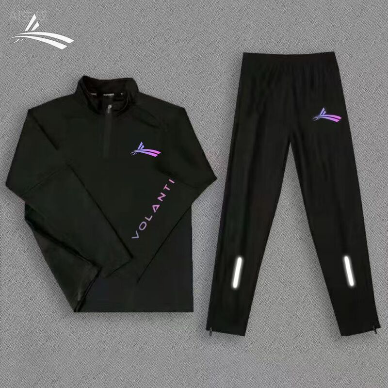 Volanti Sports Suit Men's Quick-Drying Running Fitness Stand-Up Collar Half-Zip Training Suit Long-Sleeved Long Pants