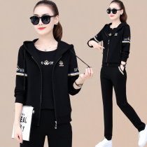 Spring and autumn sports suit women 2021 New Korean fashion casual slim running clothes three-piece ins tide