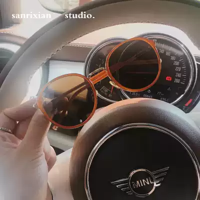 2019 new sunglasses retro orange brown polarized sunglasses small round frame round sunglasses female net red ins