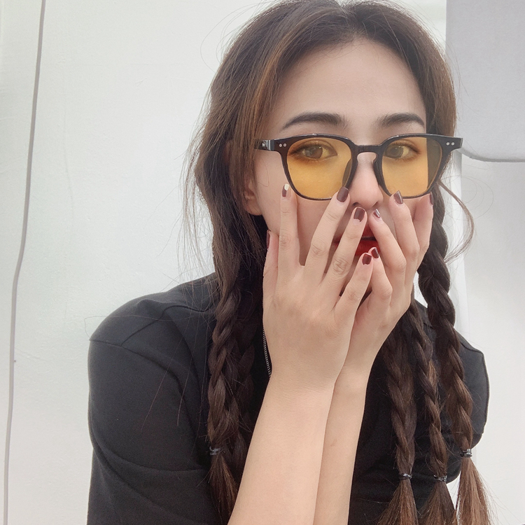 ins Wind Little Box Ocean Sunglasses Men Be Trouble Red Street Hip Hop Surface Female Red UV Anti - UV GM