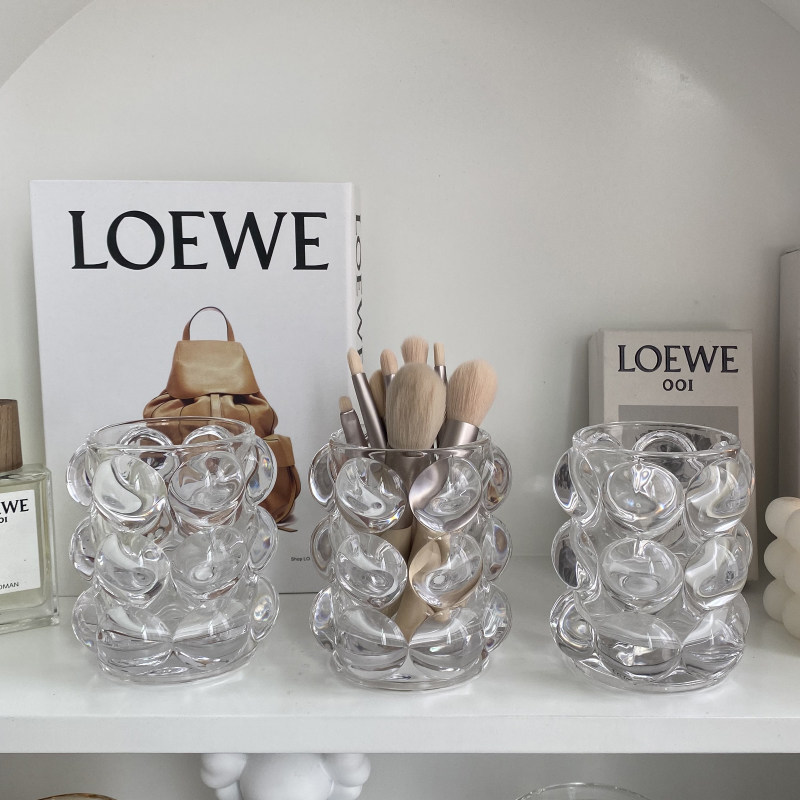 South Korea Ins Wind Same-style Round Ball Glass Pen Holder Makeup Brush Bucket Skin-care Photo Prop Background Cloth Table Top Storage