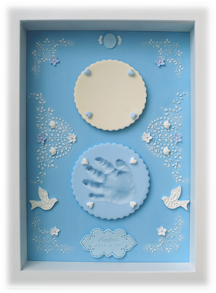 Pure hand-made classical flower baby printed baby baby baby baby full moon 100 days small hands and footprinted mud frame newborn gift